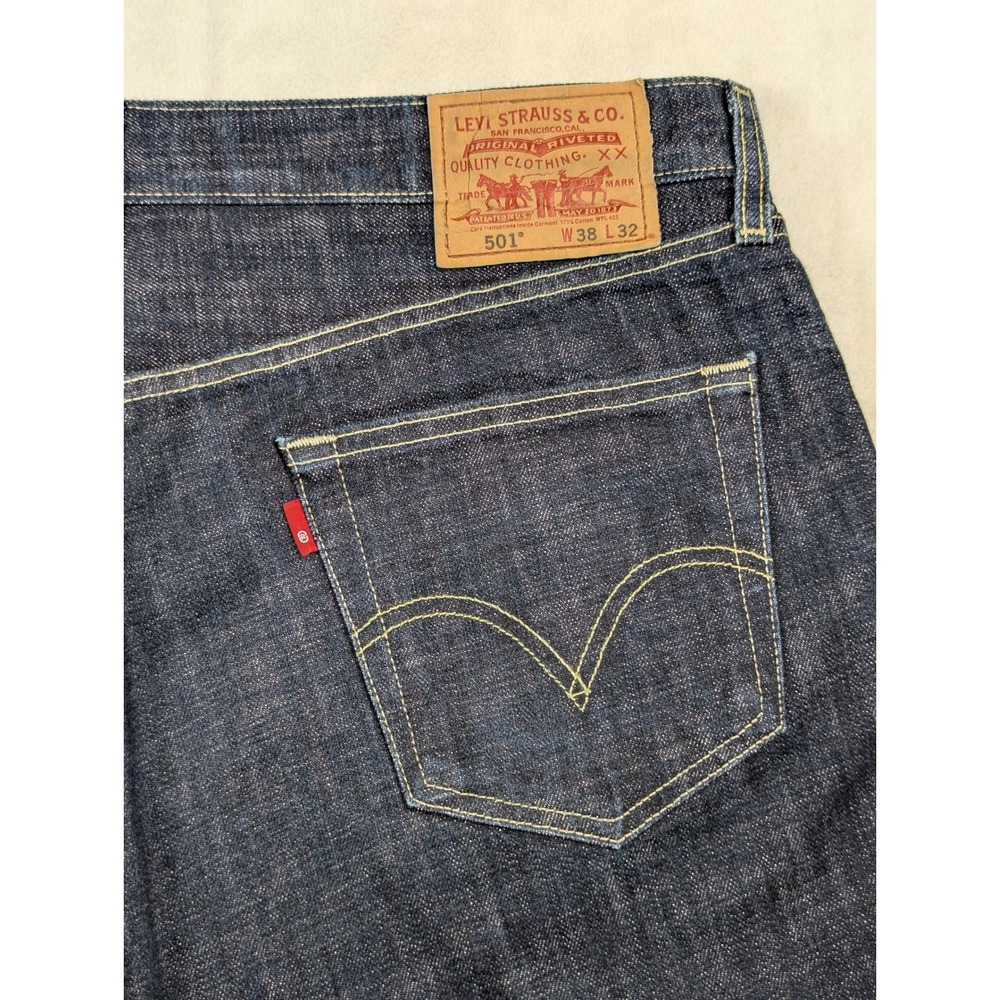 Levi's‎ 501 Button Fly Classic Straight Leg Mens Jeans Dark Blue Size 38